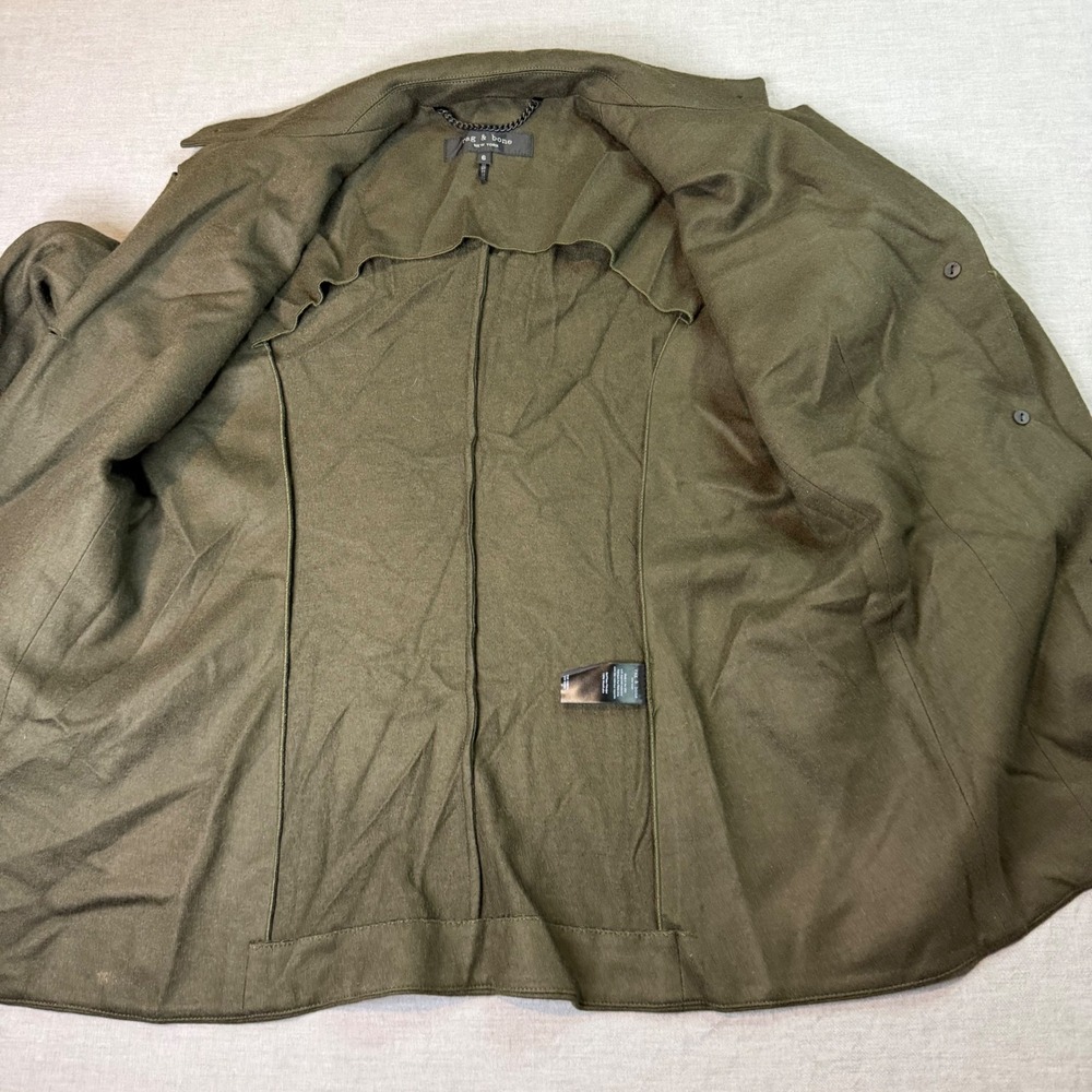 rag & bone Wool Blazer Womens 6 Olive Green Excellent Military Utility Jacket - Picture 13 of 14
